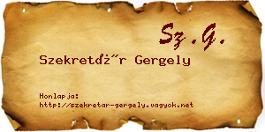 Szekretár Gergely névjegykártya